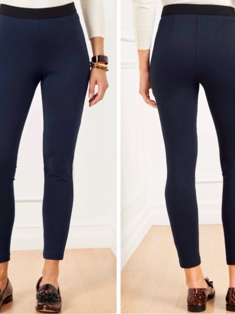 Talbots Soho Ponte Ankle Pull On Pants in Black. Size 14 Petite.